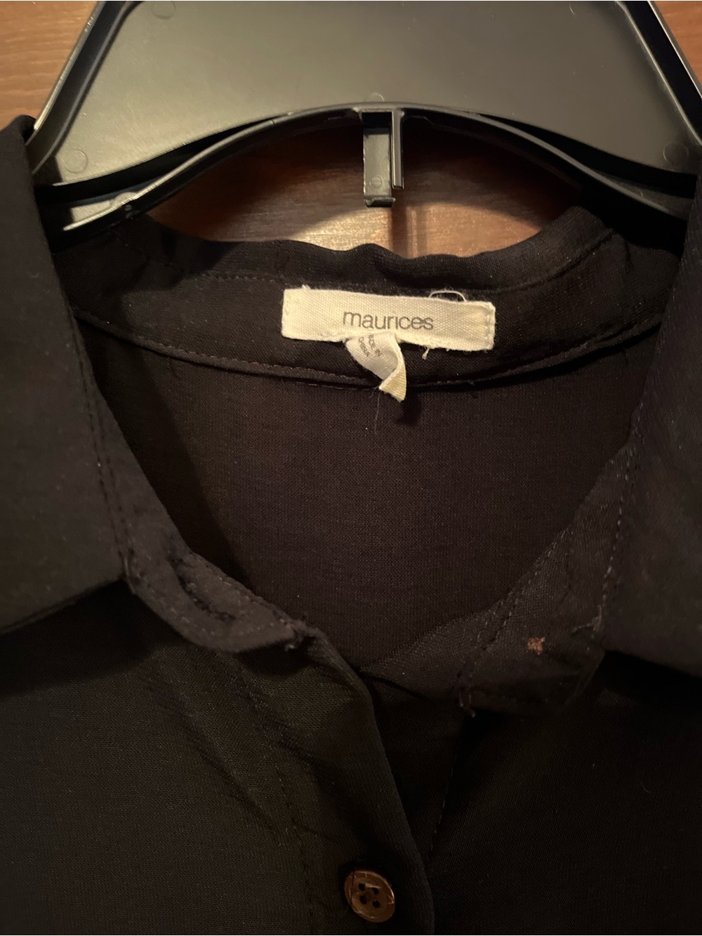 Maurices Black Short Sleeve Button-Down Pocket Blouse - Picture 3 of 3